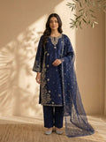 3 Piece Sheesha Silk Suit with Embroidered Khaadi Net Dupatta (Stitched)