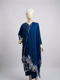 3 Piece Embroidered Karandi Suit with Cutwork Chiffon Dupatta (Stitched)