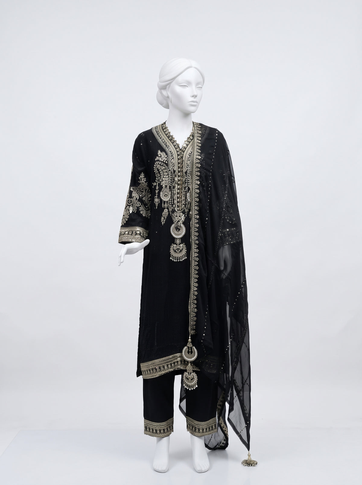 3 Piece Heavy Embroidered Chiffon Suit with Chiffon Dupatta (Stitched)