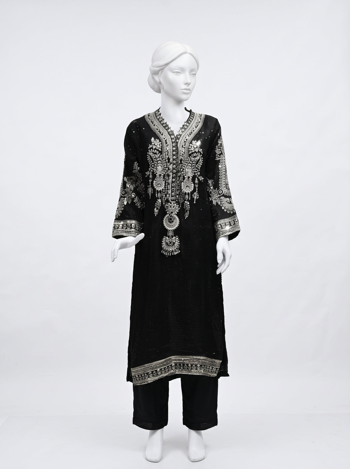 3 Piece Heavy Embroidered Chiffon Suit with Chiffon Dupatta (Stitched)