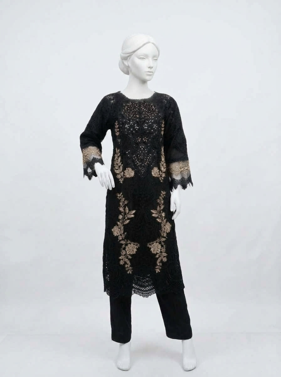 3 Piece Embroidered Chiffon Suit with Chiffon Dupatta (Stitched)