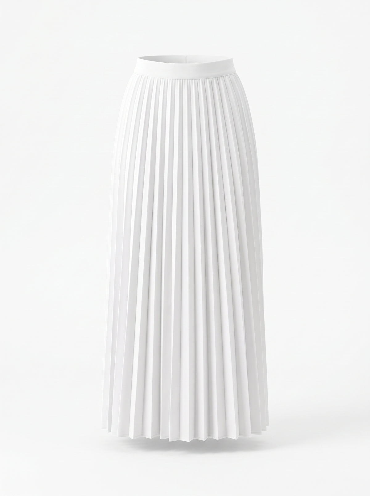 Solid White Pleated Skirt