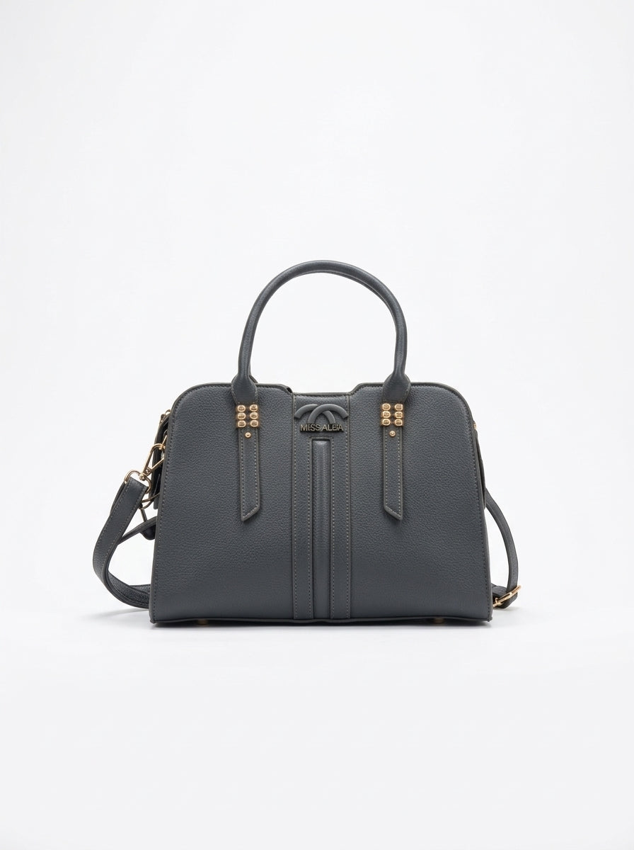 Woven Patterned Flap Handbag - Onyx Black