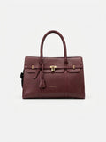 Executive Double-Strap Shoulder Tote - Deep Wine Maroon