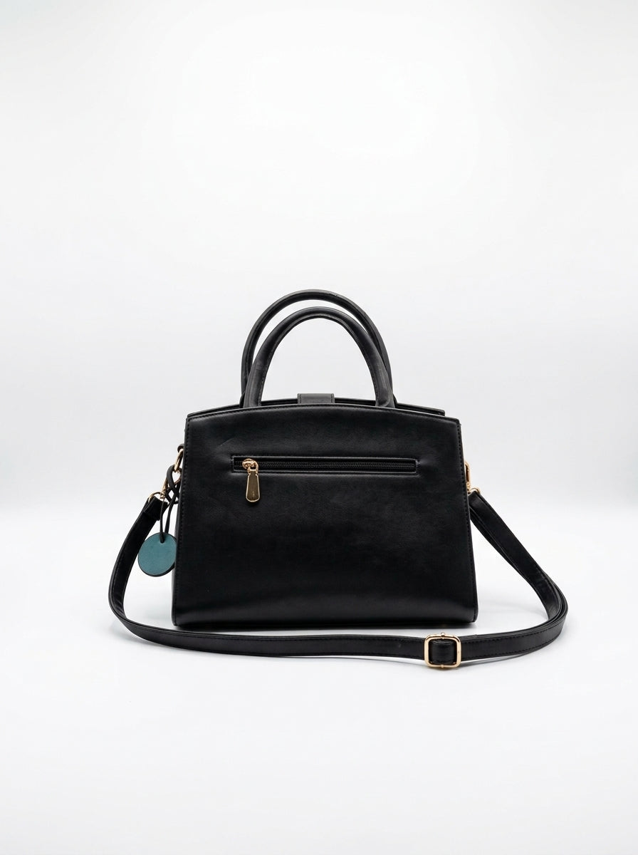 Minimalist Belted Structure Handbag - Pitch Black