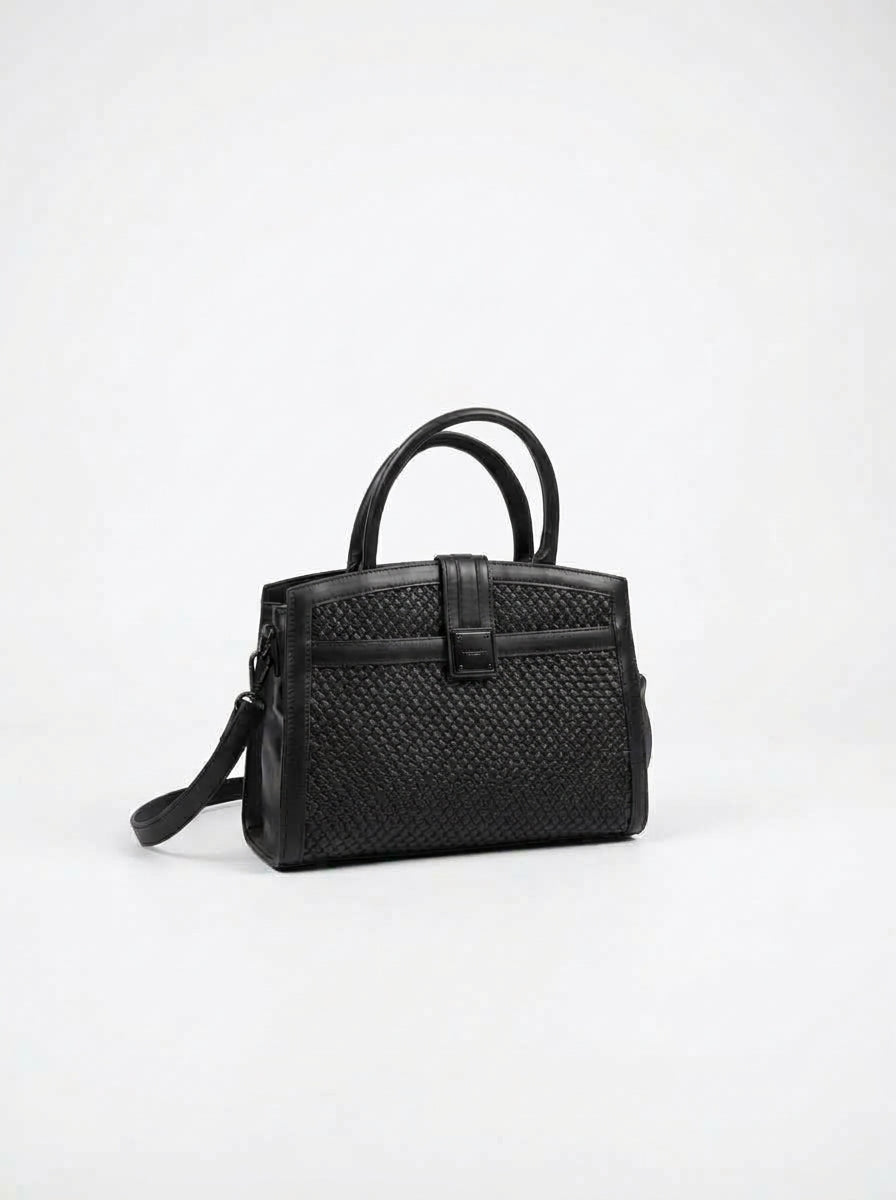 Minimalist Belted Structure Handbag - Pitch Black