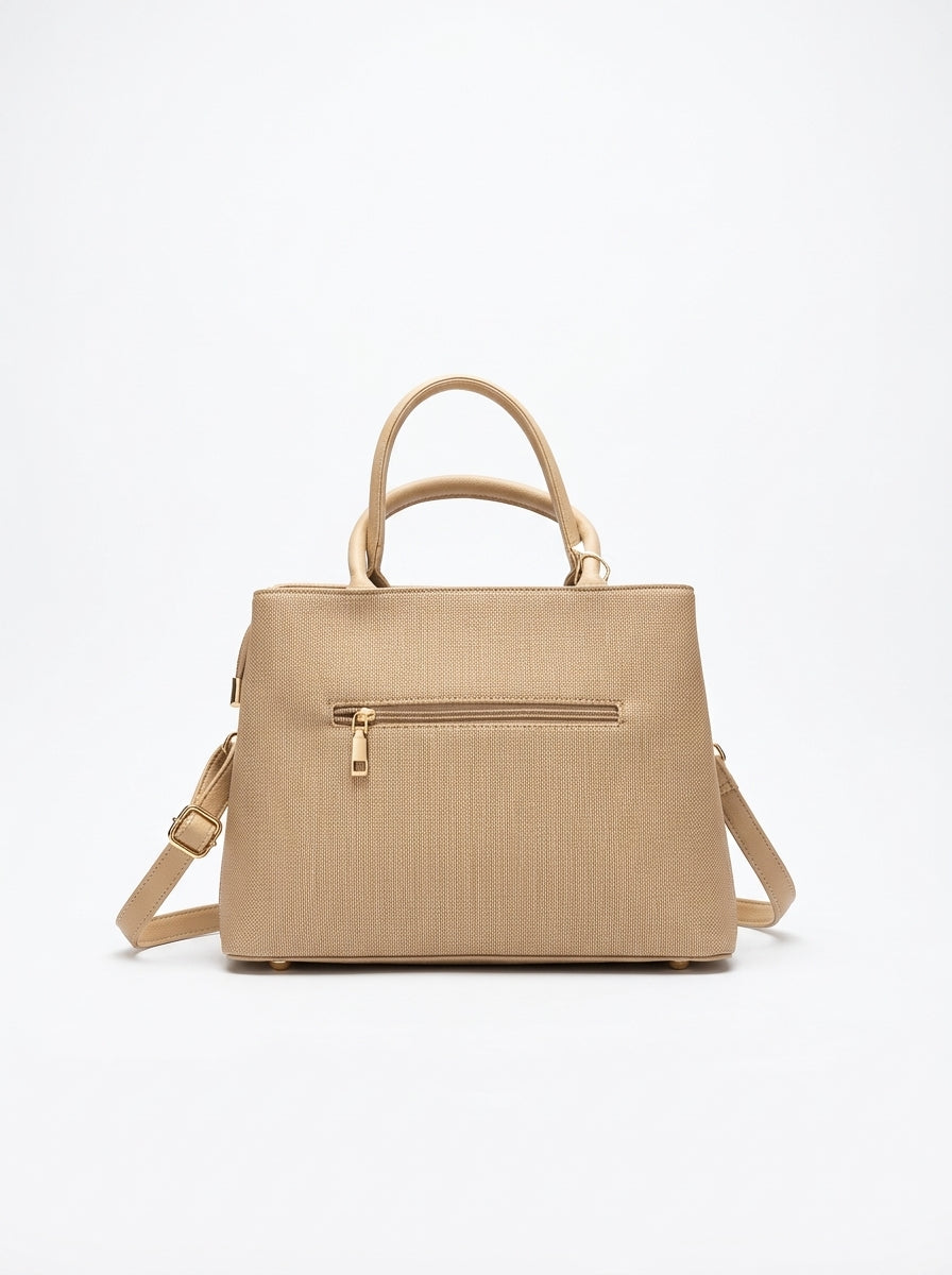 Envelope Flap Structured Handbag - Cream Beige
