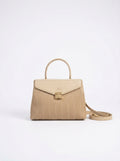 Envelope Flap Structured Handbag - Cream Beige