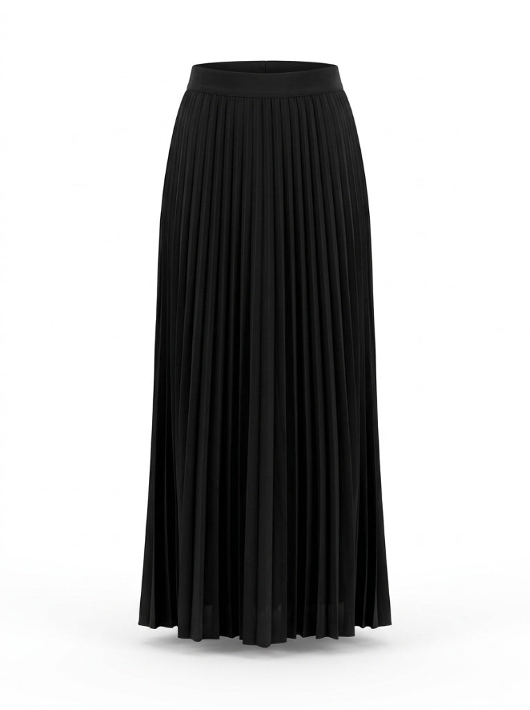 Solid Black Pleated Skirt