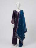 3 Piece Heavy Embroidered Karandi Suit with Full Embroidered Chiffon Dupatta & Embroidered Trouser (Stitched)