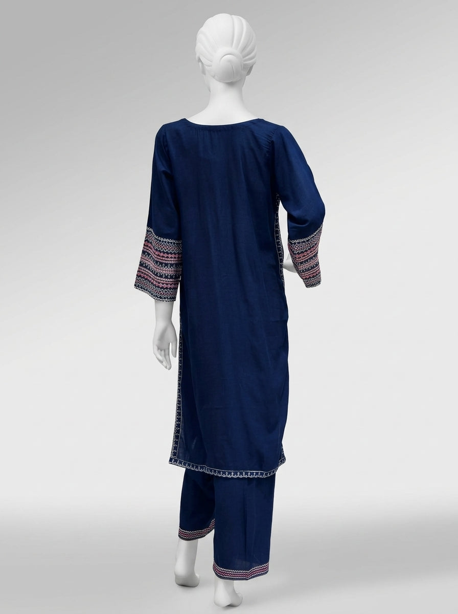 3 Piece Heavy Embroidered Karandi Suit with Full Embroidered Chiffon Dupatta & Embroidered Trouser (Stitched)