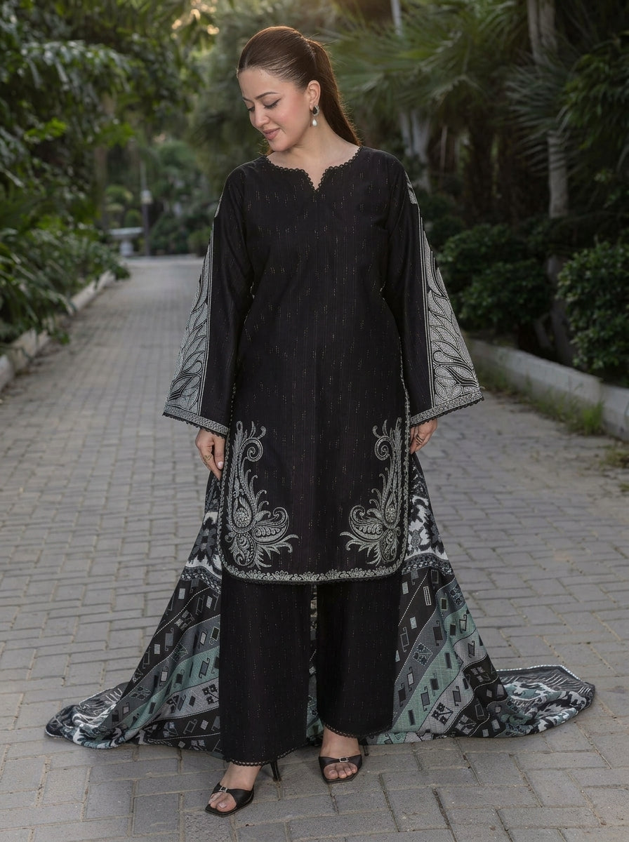 3 Piece Winter Cotton Suit (Stitched)