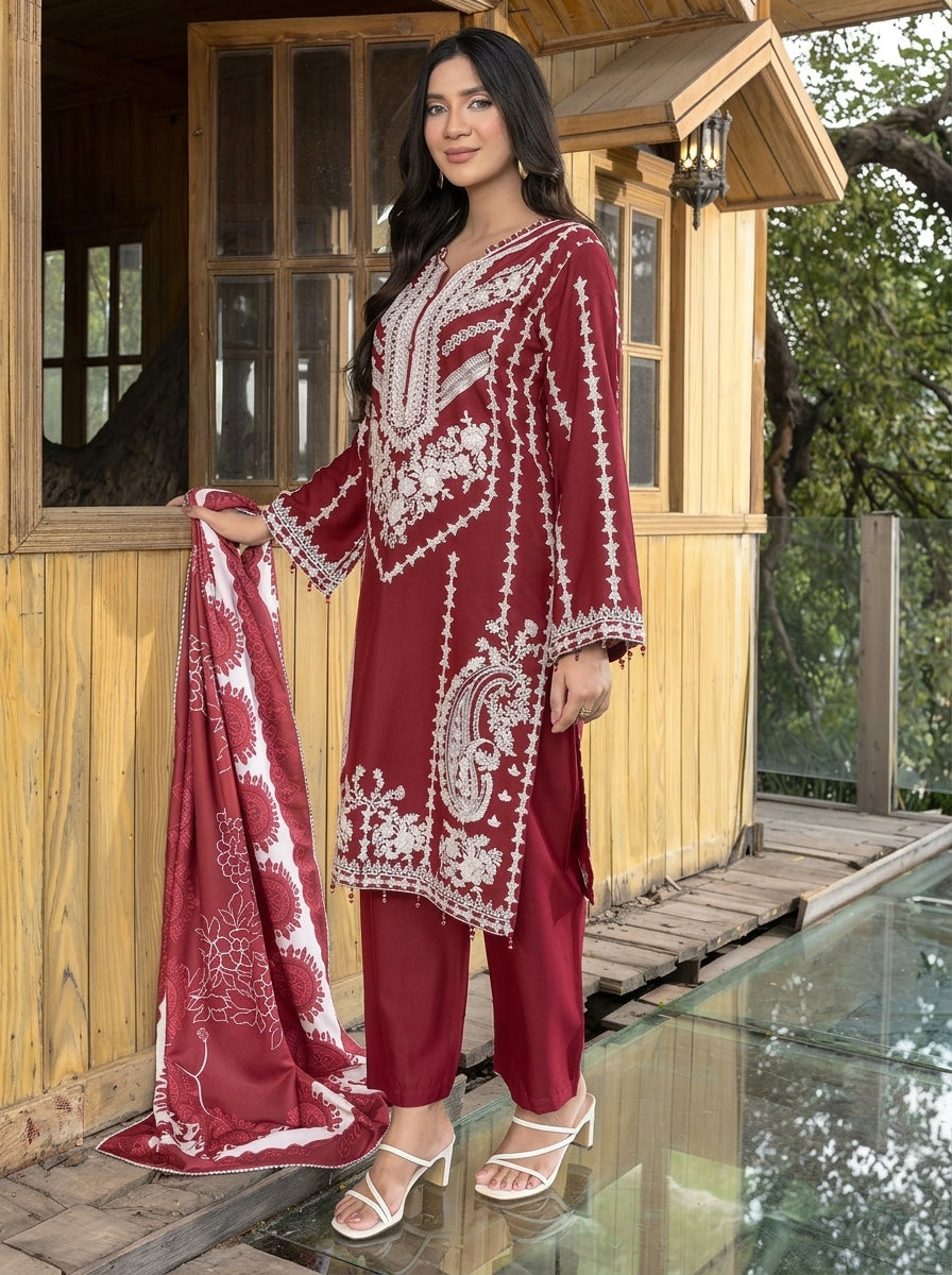 3 Piece Winter Cotton Suit (Stitched)