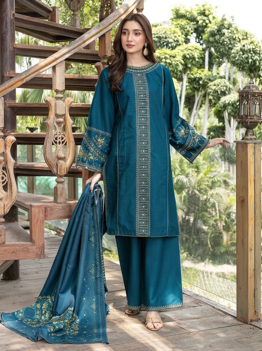 3 Piece Winter Cotton Suit (Stitched)