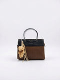 Black & Bronze Two-Tone Structured Handbag
