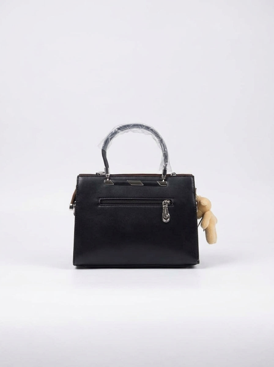 Black & Bronze Two-Tone Structured Handbag