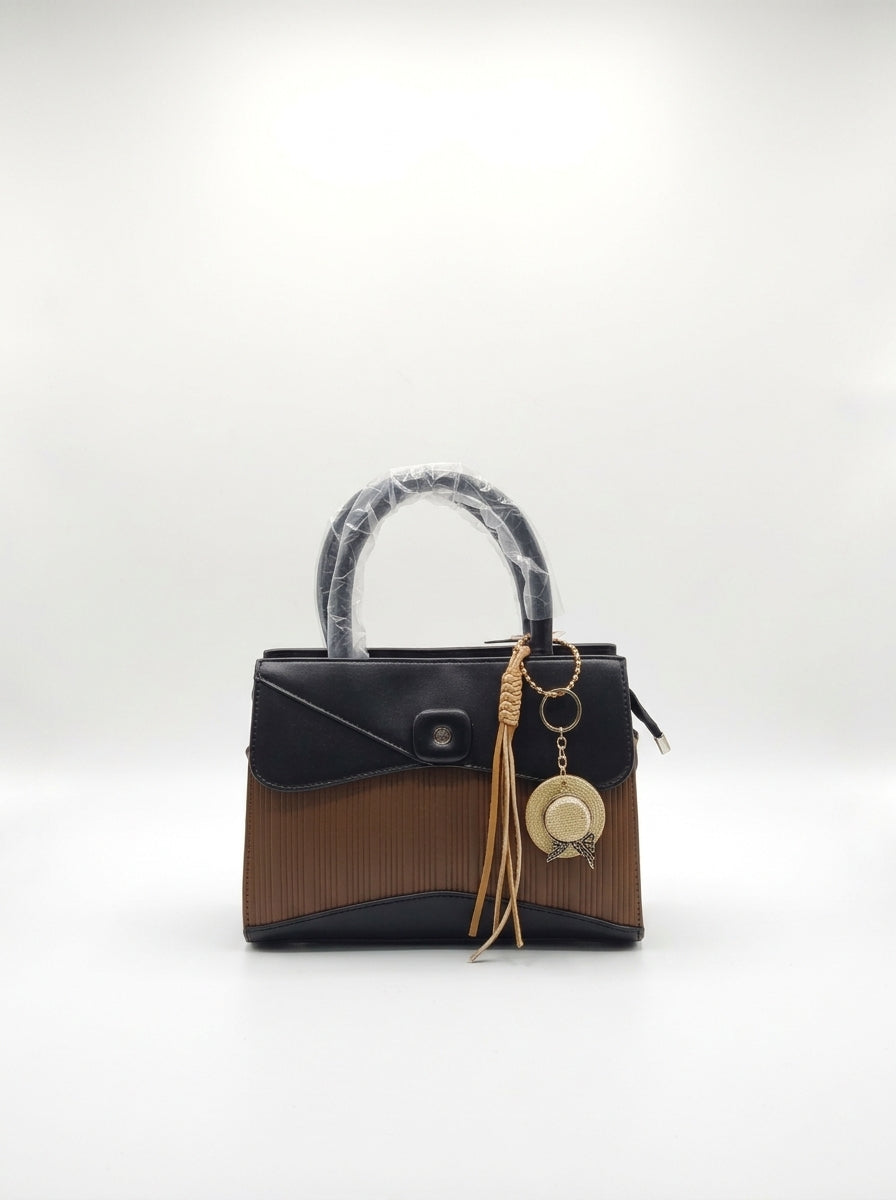 Black & Brown Ombré Flap Handbag
