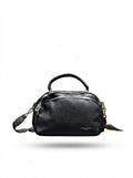 Black Pebbled-Leather Boxy Crossbody Bag