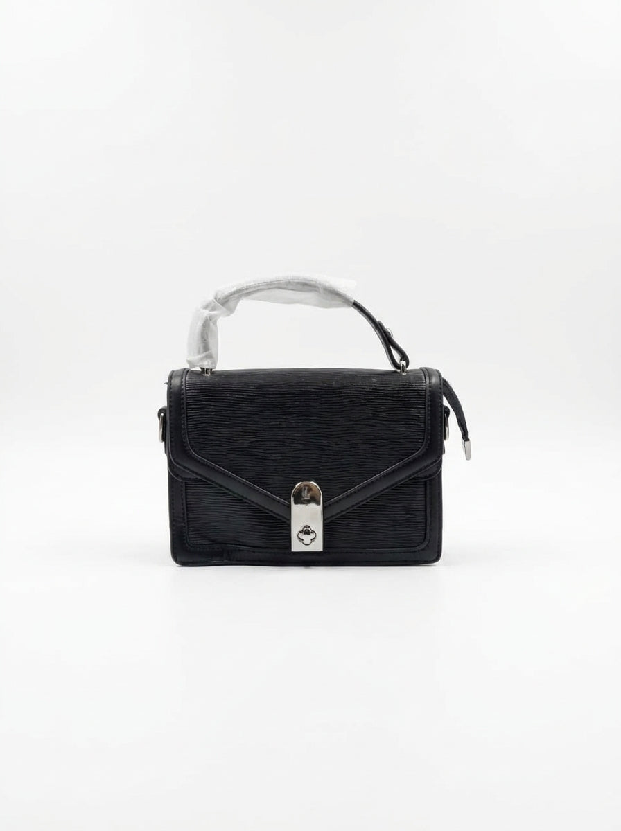 Black Textured Box Bag