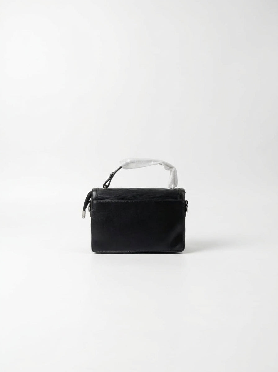 Black Textured Box Bag