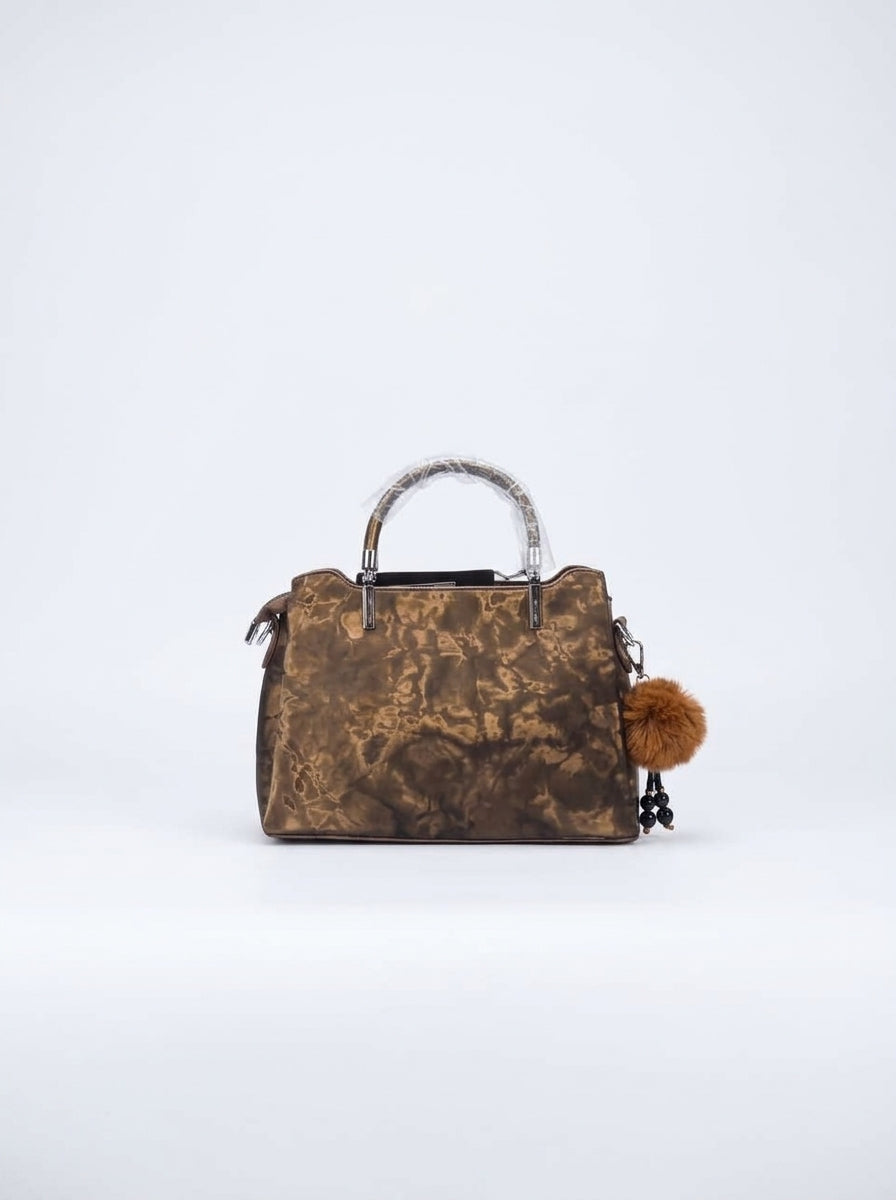 Bronze Marble-Effect Top-Handle Satchel