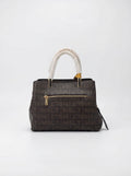 Brown Monogram-Print Structured Handbag