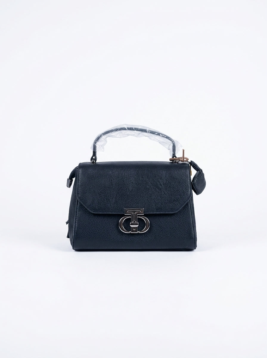 Charcoal Textured Trapezoid Handbag