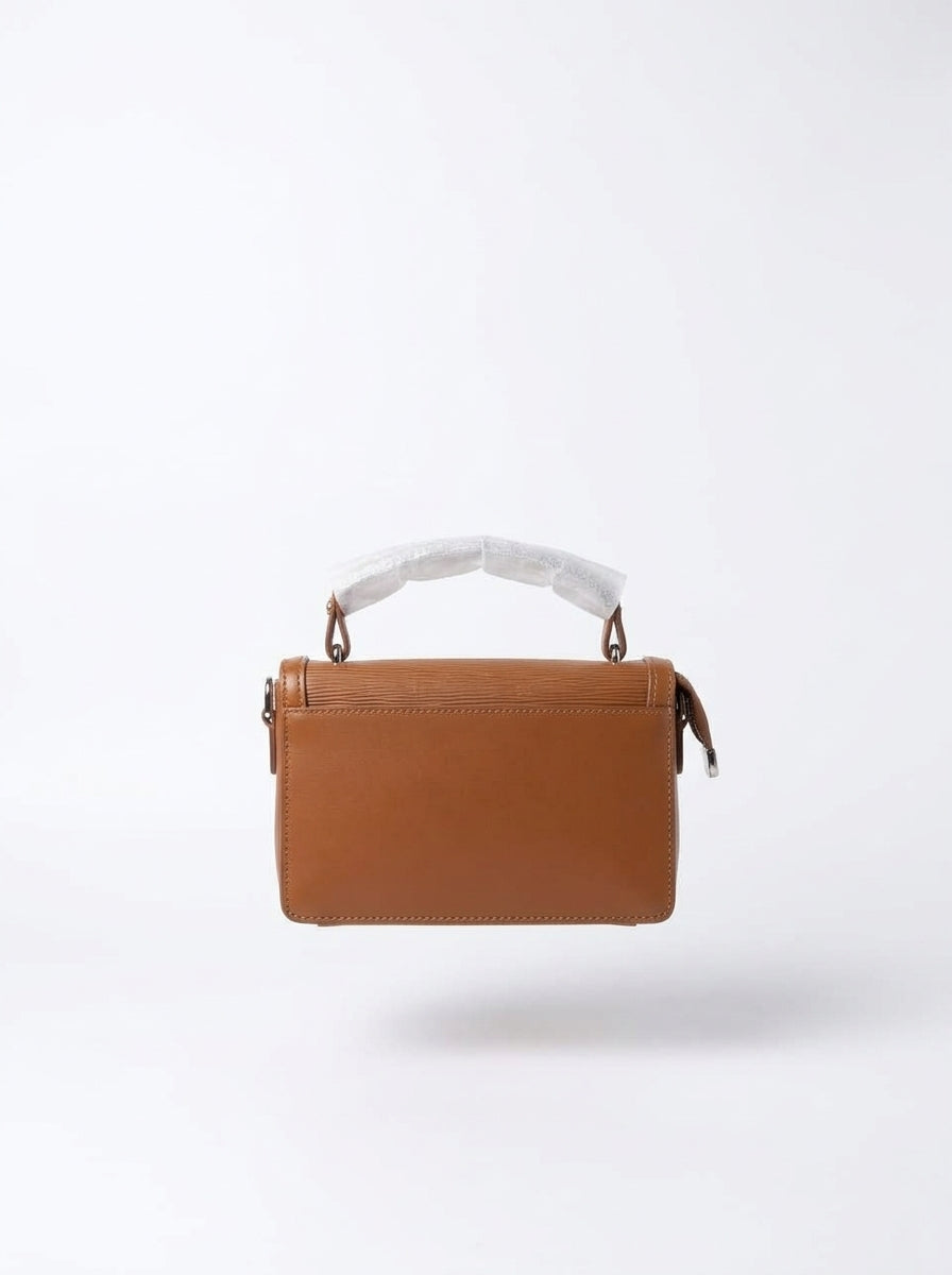 Cognac Textured Box Bag