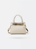 Cream Bow-Detail Structured Handbag