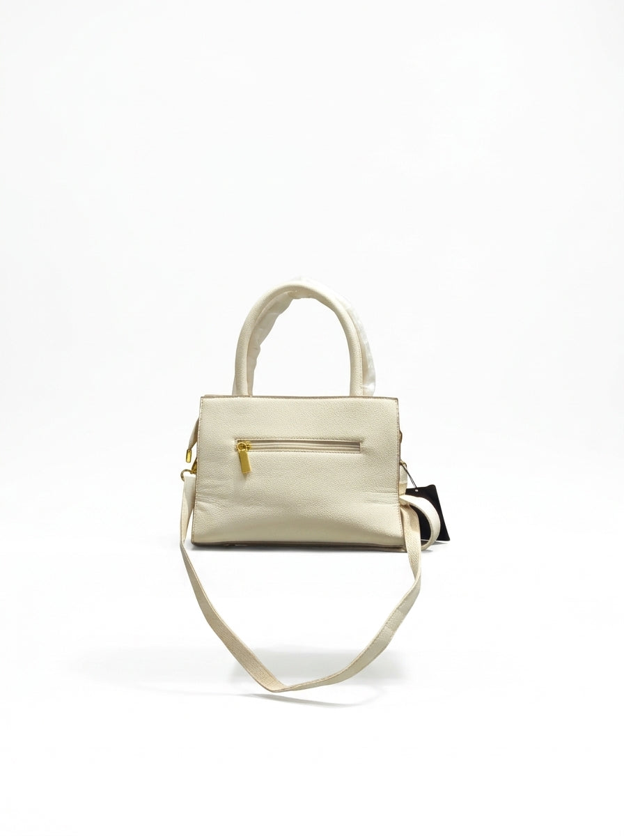 Cream Bow-Detail Structured Handbag