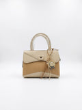 Cream & Gold Two-Tone Flap Handbag