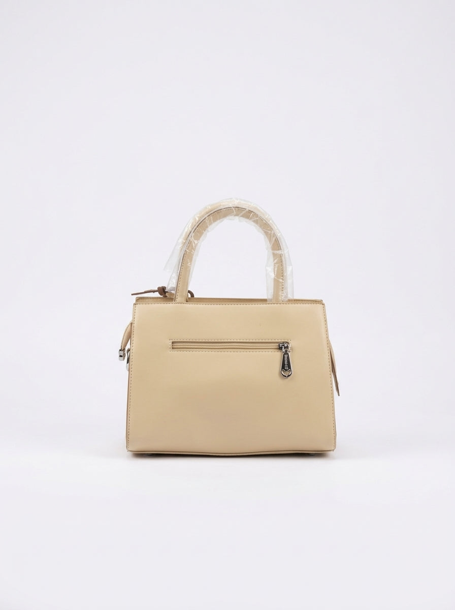 Cream & Gold Two-Tone Flap Handbag