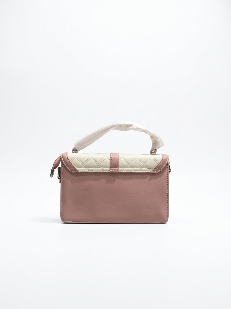 Cream & Pink Quilted Box Bag