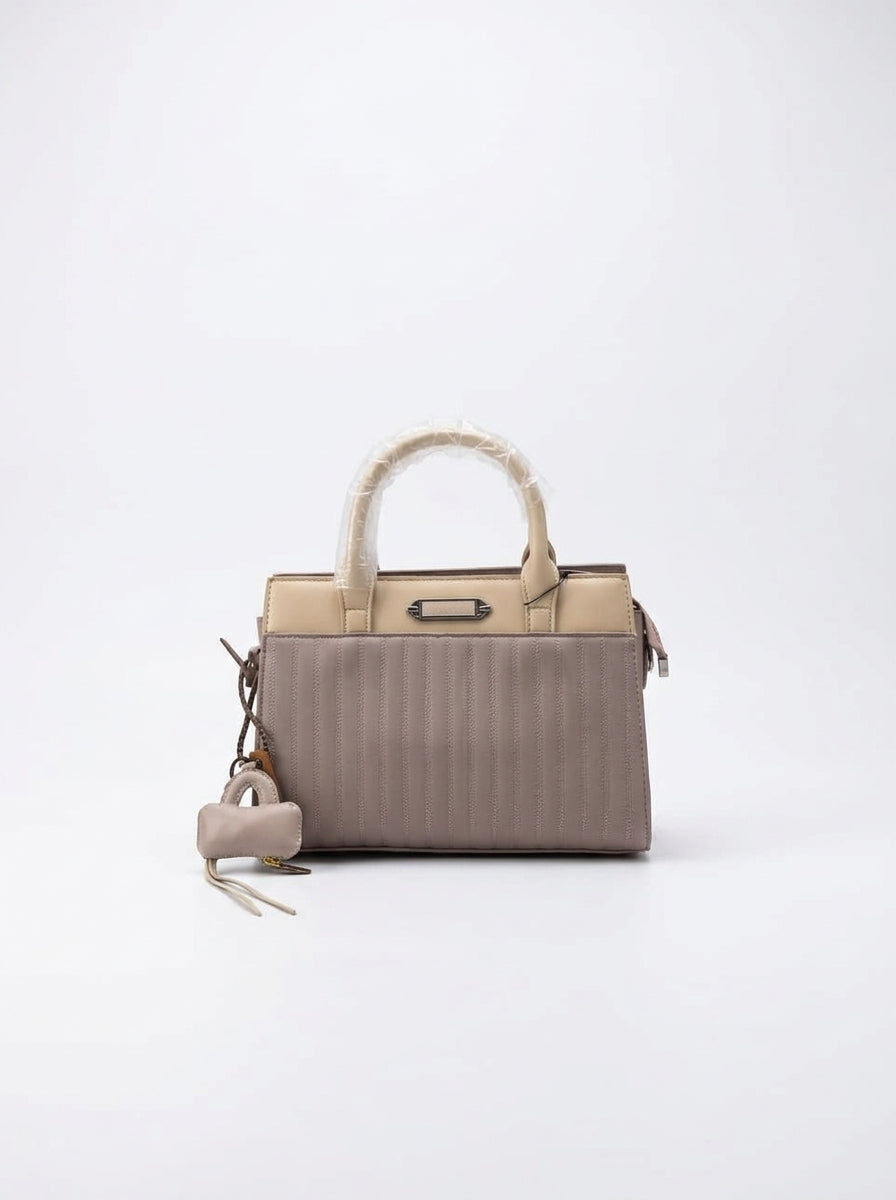 Dusty Pink & Beige Pinstripe Handbag