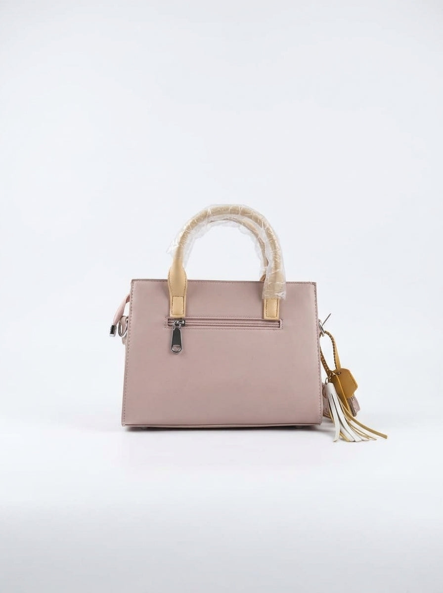 Dusty Pink & Beige Pinstripe Handbag