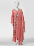 3 Piece Embroidered Karandi Suit with Full Embroidered Chiffon Dupatta (Stitched)