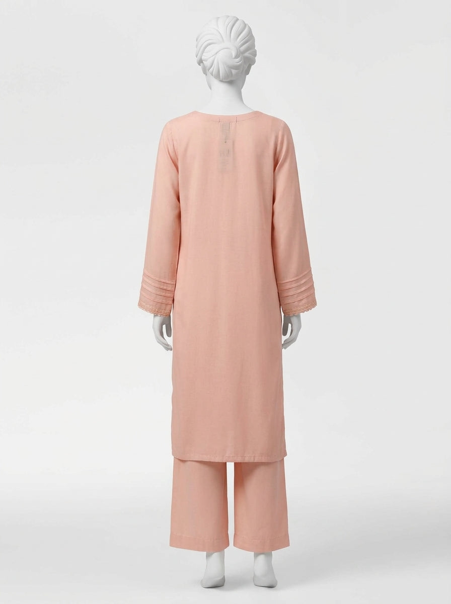 3 Piece Embroidered Karandi Suit with Full Embroidered Chiffon Dupatta (Stitched)