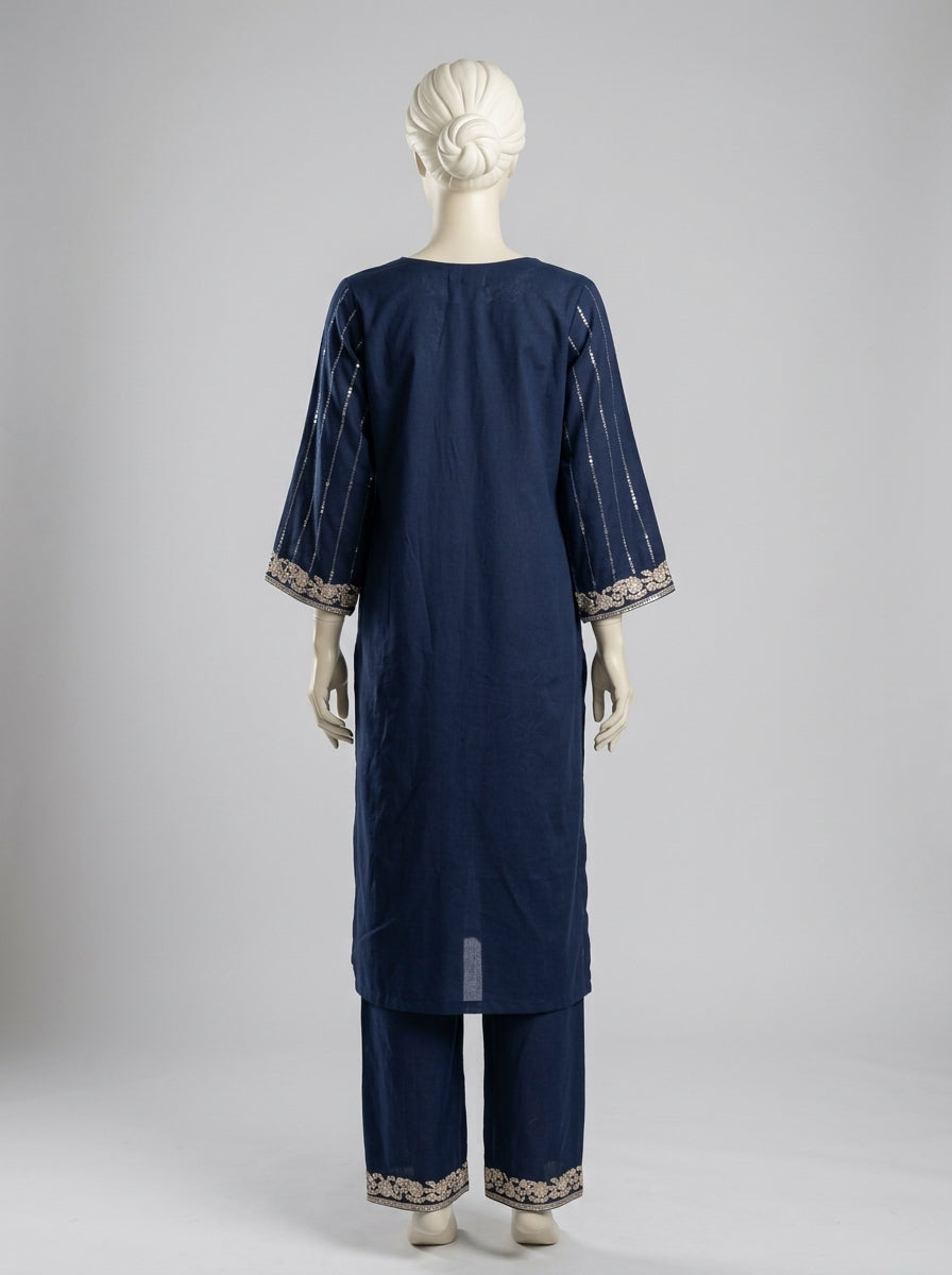 3 Piece Embroidered Karandi Suit (Stitched)