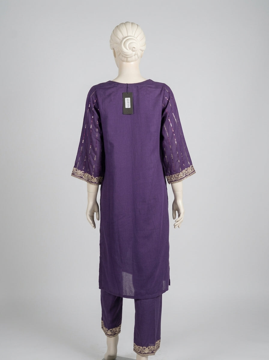 3 Piece Embroidered Karandi Suit (Stitched)