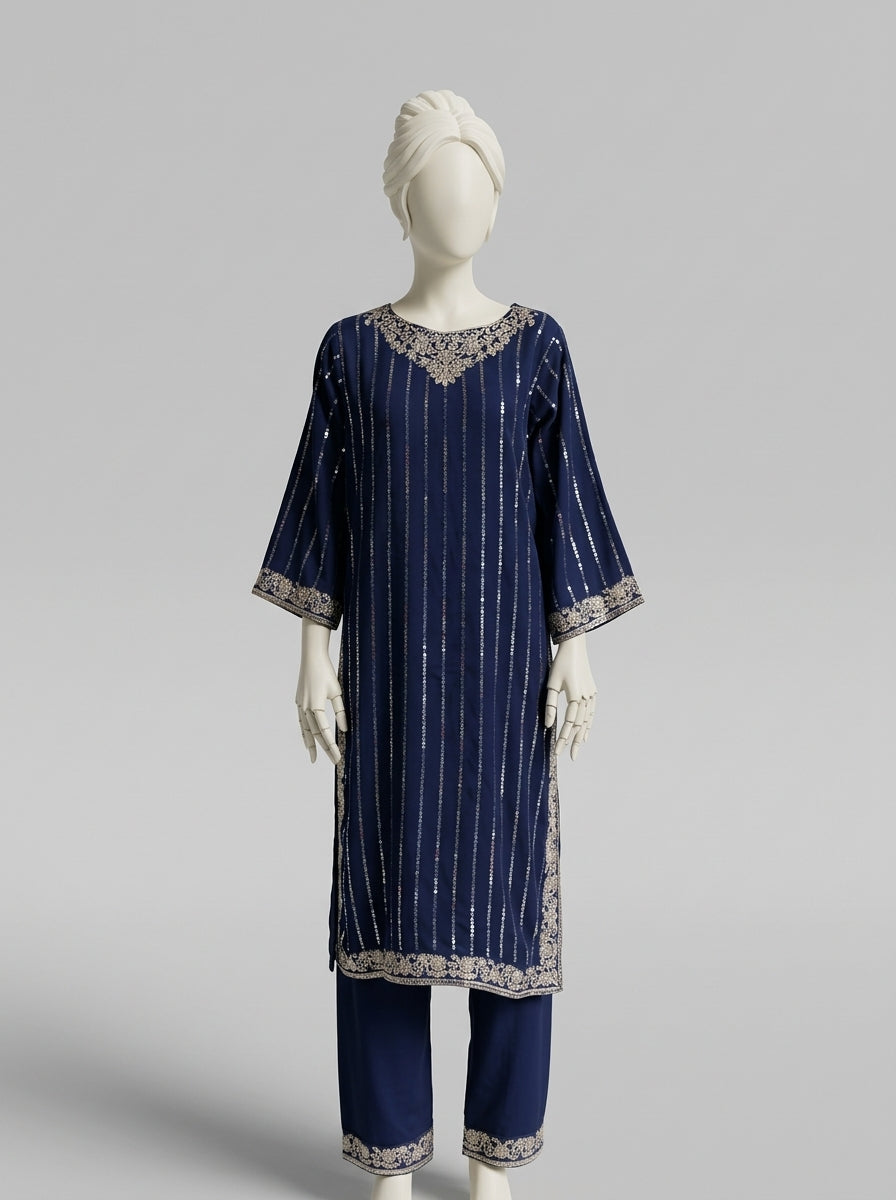 3 Piece Embroidered Karandi Suit (Stitched)