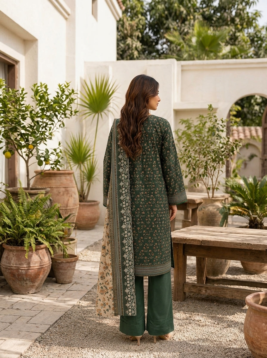 3 Piece Embroidered Khaddar Suit (Unstitched)