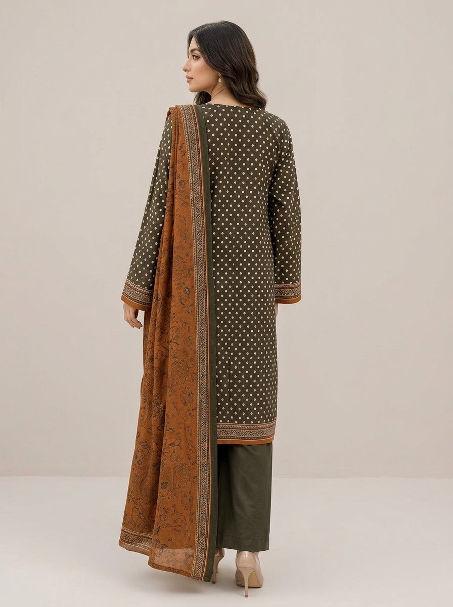 3 Piece Embroidered Khaddar Suit (Unstitched)