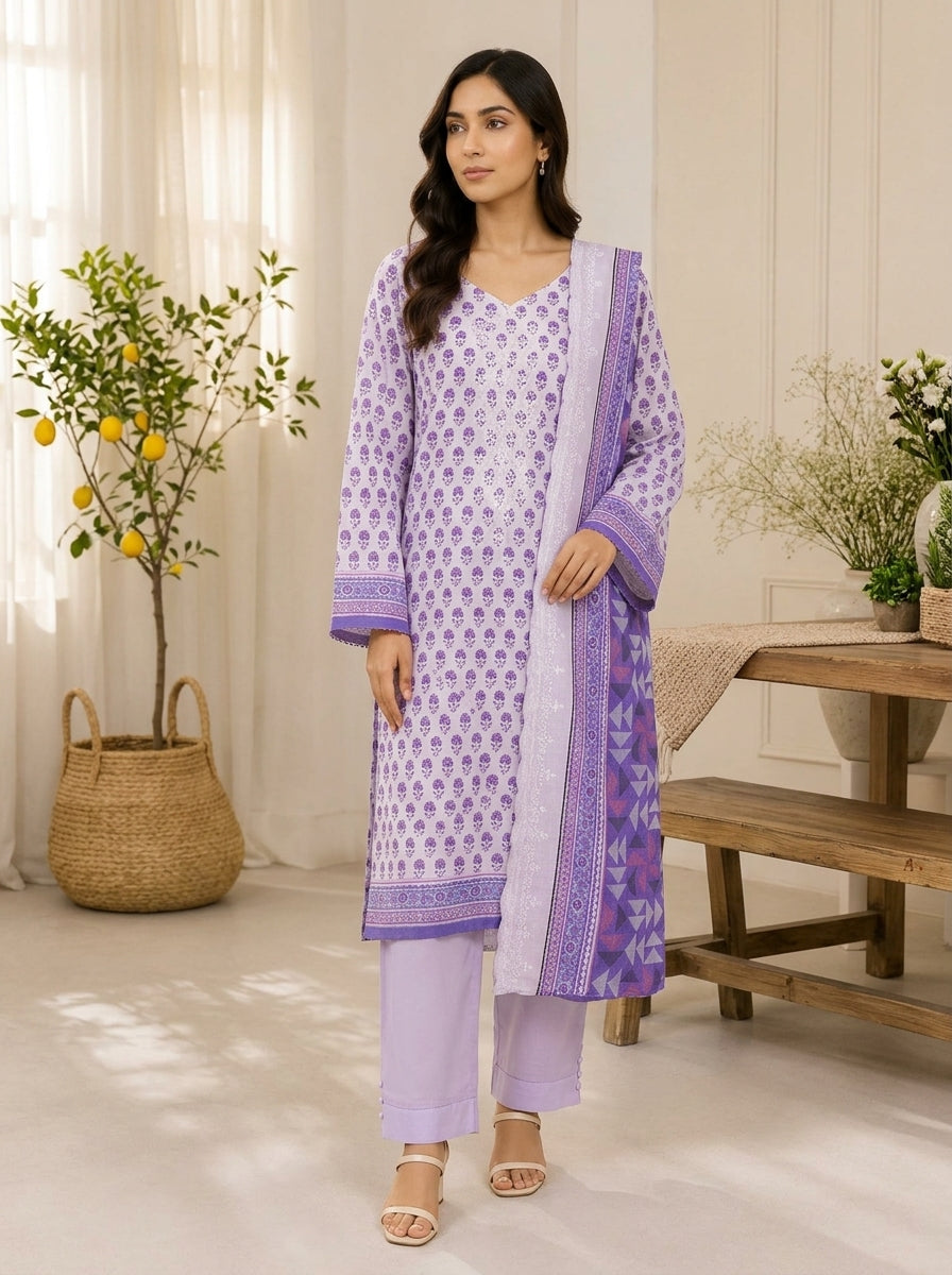 3 Piece Embroidered Khaddar Suit (Unstitched)
