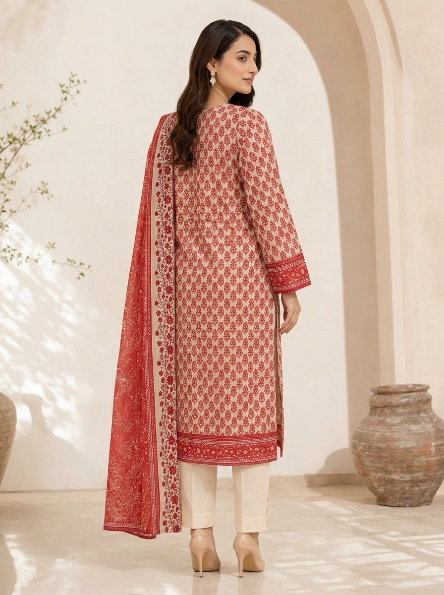 3 Piece Embroidered Khaddar Suit (Unstitched)