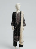 3 Piece Embroidered Karandi Suit with Chiffon Dupatta (Stitched)