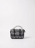 Grey Floral-Print Buckle-Strap Satchel