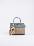 Grey & Taupe Ribbed Panel Handbag