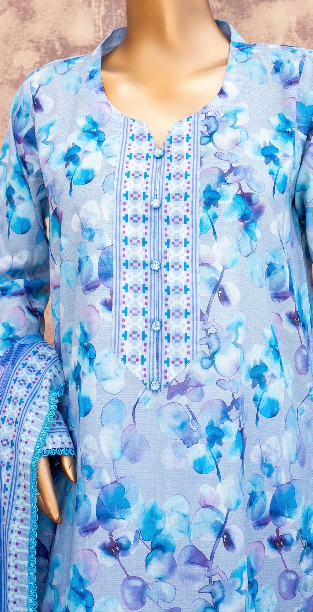Azure Bloom - Printed Lawn 3 Piece