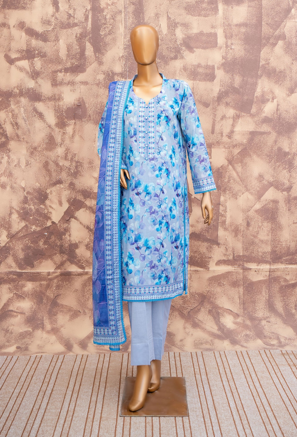 Azure Bloom - Printed Lawn 3 Piece