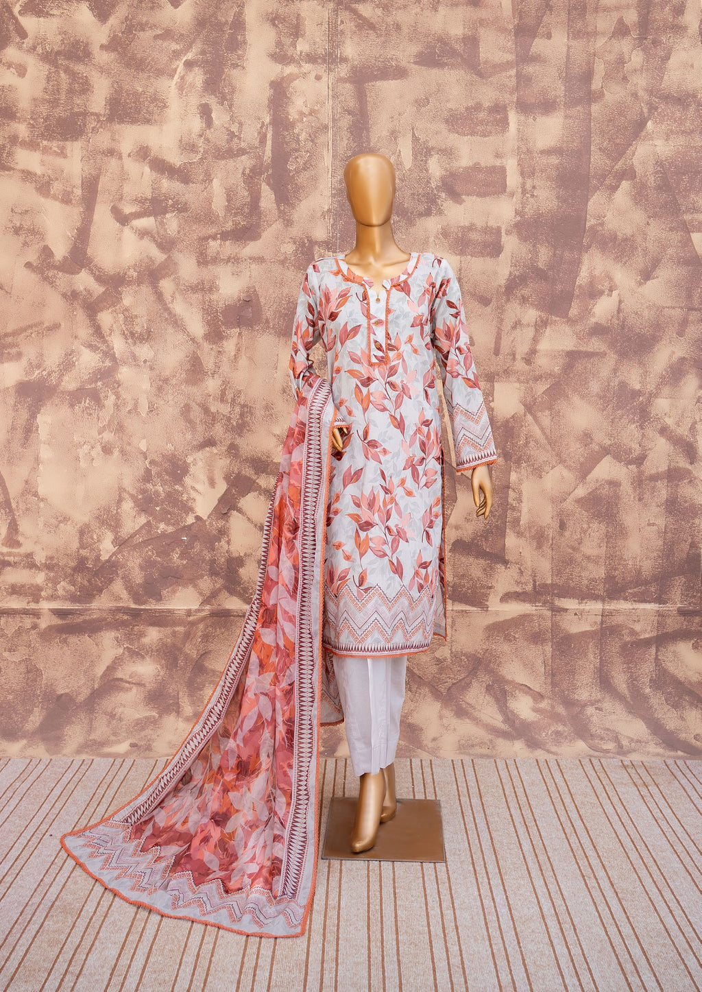 Terracotta Petals - Printed Lawn 3 Piece